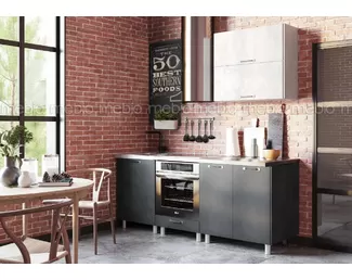 Кухня Шервуд 2м - Белый-бетон М26/Бетон-графит M25 (BTS)