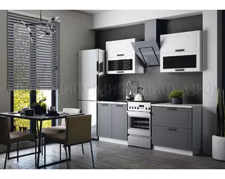 Кухонный гарнитур Монако 1.6м - Компоновка 2 - Белый снег софт/Графит софт (МИФ)