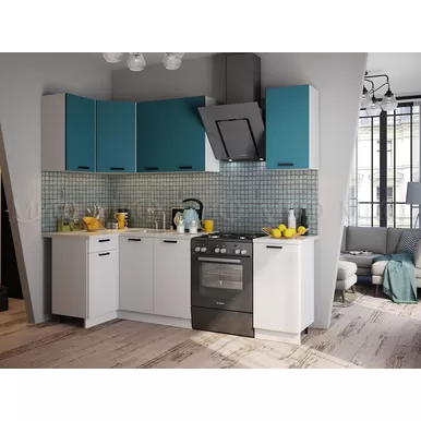 Кухонный гарнитур угловой Техно 1.1х1.8м - Компоновка 6 - Атлантик софт/Белый снег софт (МИФ)