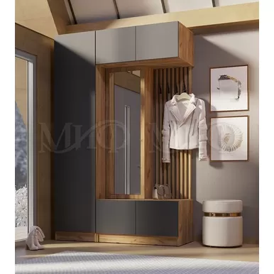Модульная прихожая Роджина - Комплект 2 -  Дуб крафт / Графит (МИФ)