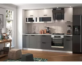 Кухня Монако 2.6м - Белый снег софт/Графит софт (МИФ)