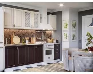 Кухонный гарнитур Настя 2.0м - Жемчуг шервуд/Шоколад (МИФ)