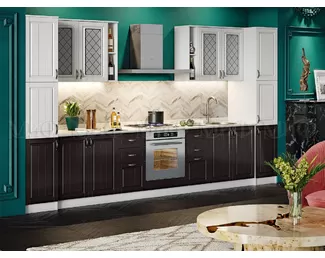 Кухня Настя 3.8м - Жемчуг шервуд/Шоколад (МИФ)