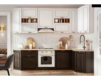 Кухня угловая Настя 2.7х1.3м - Жемчуг шервуд/Шоколад (МИФ)