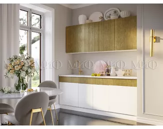 Кухонный гарнитур Оливия NEW 2.0м - Голдэн Пэлас/Белый глянец (МИФ)