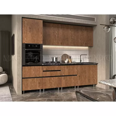 Кухонный гарнитур Техно-6 2.6м - Экзотическое дерево Амазония (МИФ)