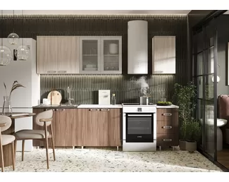 Кухонный гарнитур Катя 2.0м ЛДСП - Ясень шимо светлый/Ясень шимо темный (МИФ)