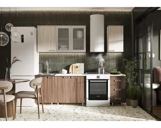 Кухонный гарнитур Катя 1.7м ЛДСП - Ясень шимо светлый/Ясень шимо темный (МИФ)