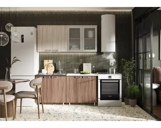 Кухонный гарнитур Катя 1.6м ЛДСП - Ясень шимо светлый/Ясень шимо темный (МИФ)