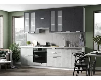 Кухня Бетоны 2.6м - Бетон графит/Бетон снежный (Стендмебель)