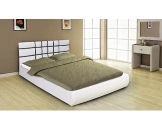 Кровать Классик 1400 ПМ - Кожзам белый/Кожзам чёрный (М-Стиль)