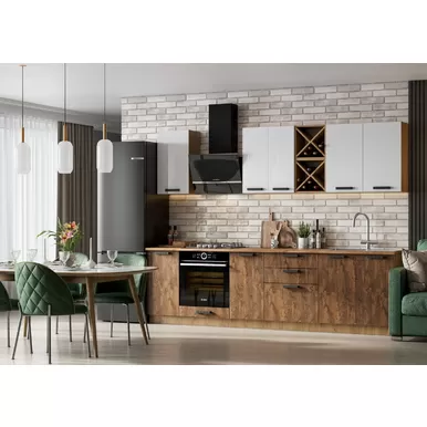 Кухня Пасаденна 2.8м ЛДСП - Белый бриллиант/Ржавый камень (Стендмебель)