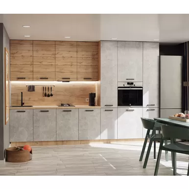 Кухня Пасаденна 3.4м ЛДСП - Дуб вотан/Ателье светлое (Стендмебель)