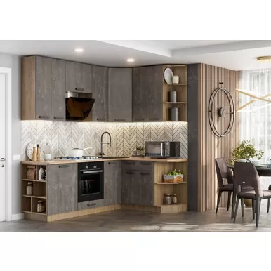 Кухня угловая Пасаденна 2.2х1.5м ЛДСП - Железный камень (Стендмебель)