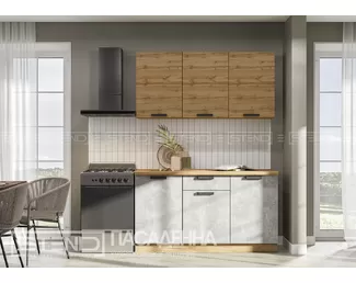 Кухня Пасаденна 1.5м ЛДСП - Дуб вотан/Ателье светлое (Стендмебель)