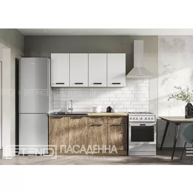 Кухня Пасаденна 1.6м ЛДСП - Белый бриллиант/Ржавый камень (Стендмебель)