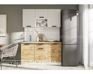 Кухня Пасаденна 1.5м ЛДСП - Шелковый камень/Дуб вотан (Стендмебель)