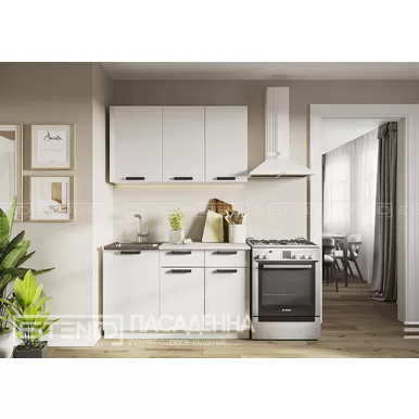 Кухня Пасаденна 1.3м ЛДСП - Белый бриллиант (Стендмебель)