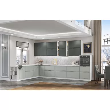 Кухня угловая Орлеан 2.2х4.0м - Вариант 2 - Кантри маренго/Кантри мята (Стендмебель)