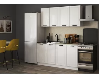 Кухонный гарнитур Классика (Вегас) 1.6м - Глянцевая белый (МК Стиль)