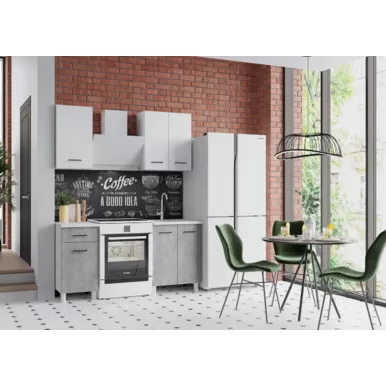 Кухонный гарнитур Trend 1.0 м (0.4+0.6) - ЛДСП Белый/Бетон (Горизонт)