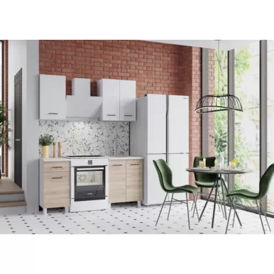 Кухонный гарнитур Trend 1.0 м (0.4+0.6) - ЛДСП Белый/Cонома (Горизонт)