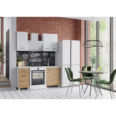 Кухонный гарнитур Trend 1.0 м (0.4+0.6) - ЛДСП Белый/Дуб золотой (Горизонт)