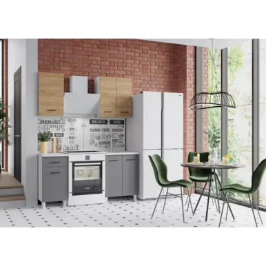 Кухонный гарнитур Trend 1.0 м (0.4+0.6) - ЛДСП Дуб золотой/Серый графит (Горизонт)