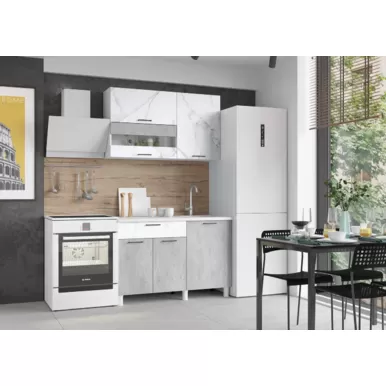 Кухонный гарнитур Trend 1.2 м - МДФ Мрамор арктик/Бетон грей (Горизонт)