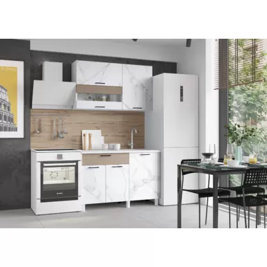 Кухонный гарнитур Trend 1.2 м - МДФ Мрамор милк/Холст латте (Горизонт)