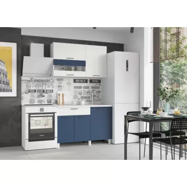 Кухонный гарнитур Trend 1.2 м - МДФ Холст сапфир/Холст молоко (Горизонт)