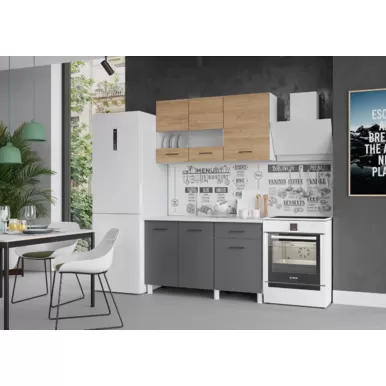 Кухонный гарнитур Trend 1.3 м - ЛДСП Дуб золотой/Серый графит (Горизонт)