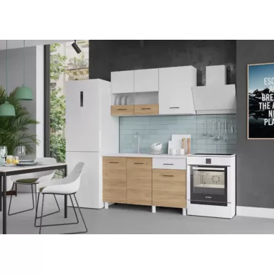 Кухонный гарнитур Trend 1.3 м - ЛДСП Белый/Дуб золотой (Горизонт)