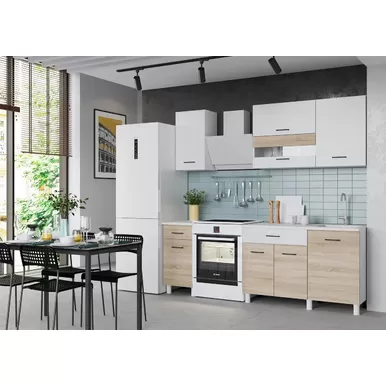 Кухонный гарнитур Trend 1.6 м (0.4+1.2) - ЛДСП Белый/Сонома (Горизонт)