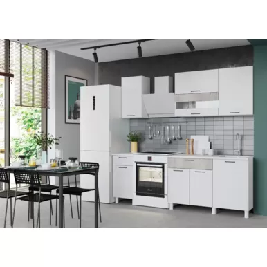 Кухонный гарнитур Trend 1.6 м (0.4+1.2) - МДФ Белый эмалит/Бетон лайт (Горизонт)