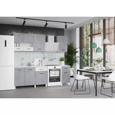 Кухонный гарнитур Trend 1.7 м (1.3+0.4) - ЛДСП Белый/Бетон (Горизонт)