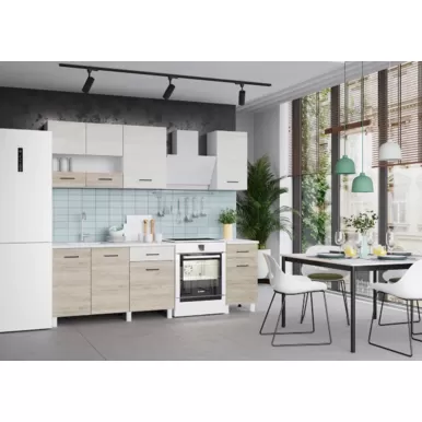 Кухонный гарнитур Trend 1.7 м (1.3+0.4) - ЛДСП Крафт белый/Крафт серый (Горизонт)