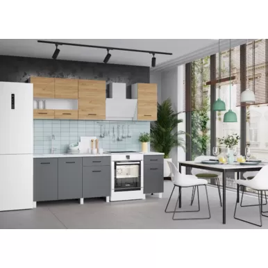 Кухонный гарнитур Trend 1.7 м (1.3+0.4) - ЛДСП Дуб золотой/Серый графит (Горизонт)