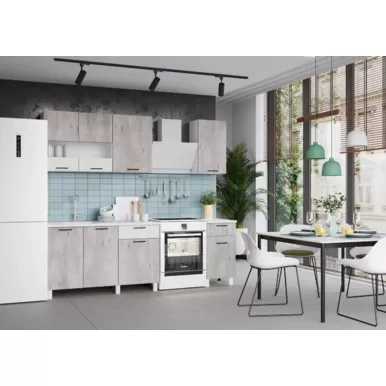 Кухонный гарнитур Trend 1.7 м (1.3+0.4) - МДФ Белый эмалит/Бетон лайт (Горизонт)