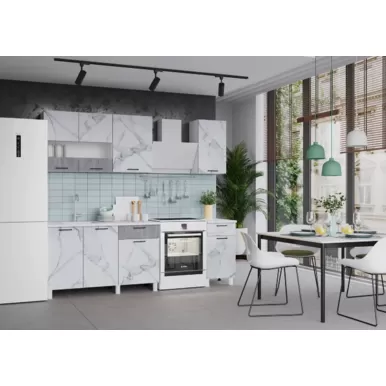 Кухонный гарнитур Trend 1.7 м (1.3+0.4) - МДФ Мрамор арктик/Бетон грей (Горизонт)