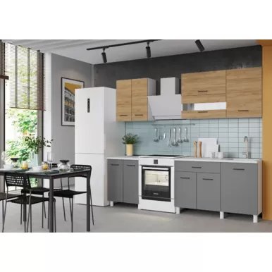 Кухонный гарнитур Trend 1.8 м (0.6+1.2) - ЛДСП Дуб золотой/Серый графит (Горизонт)