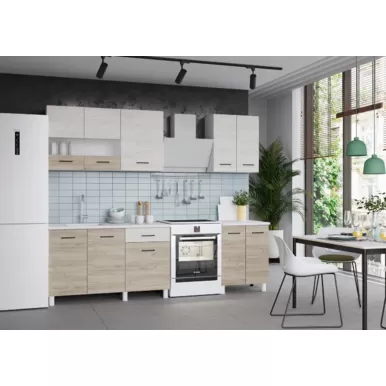 Кухонный гарнитур Trend 1.9 м (1.3+0.6) - ЛДСП Крафт белый/Крафт серый (Горизонт)