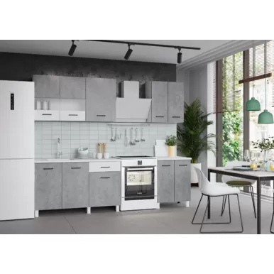 Кухонный гарнитур Trend 1.9 м (1.3+0.6) - ЛДСП Белый/Бетон (Горизонт)