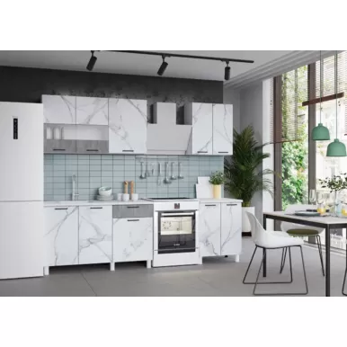 Кухонный гарнитур Trend 1.9 м (1.3+0.6) - МДФ Мрамор арктик/Бетон грей (Горизонт)