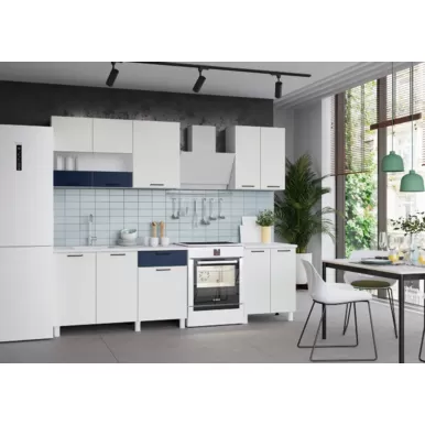 Кухонный гарнитур Trend 1.9 м (1.3+0.6) - МДФ Холст молоко/Холст сапфир (Горизонт)