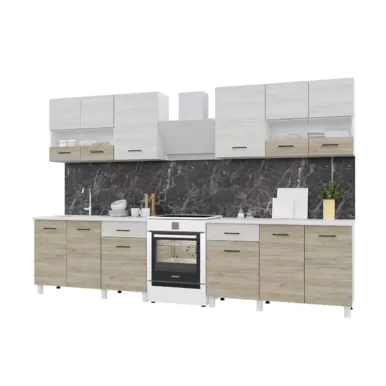 Кухонный гарнитур Trend 2.6 м (1.3+1.3) - ЛДСП Крафт белый/Крафт серый (Горизонт)