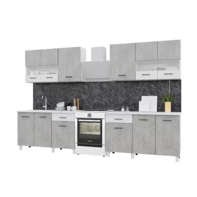 Кухонный гарнитур Trend 2.6 м (1.3+1.3) - ЛДСП Белый/Бетон (Горизонт)