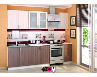 Кухня Дина 2.0м ЛДСП - Шимо светлый/Шимо темный (Стендмебель)