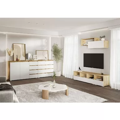Гостиная Хелен - Комплект 3 - Белый/Дуб Крафт золотой (Стендмебель)