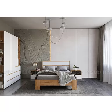 Спальня Хелен - Комплект 1 - Белый/Дуб Крафт золотой (Стендмебель)